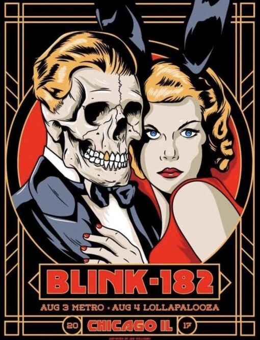 Blink 182 - 2017 Ian Williams Poster Chicago, Lollapalooza, Metro
