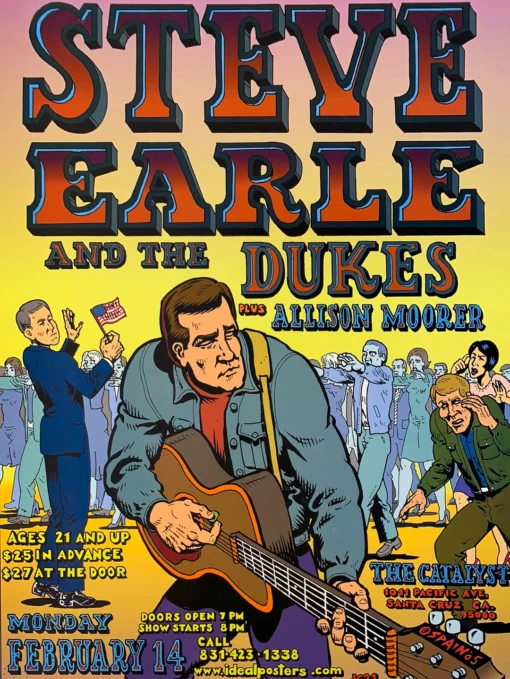 Steve Earle - 2005 Spain Rodriguez Poster Santa Cruz, CA