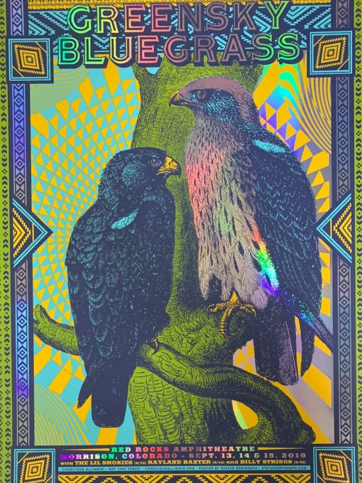 Greensky Bluegrass - 2019 Status Serigraph Poster Red Rocks, Morrison, CO FOIL