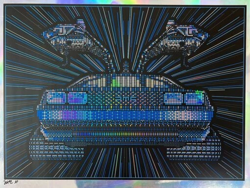 No Roads - 2012 Todd Slater Poster Delorean Movie Print FOIL