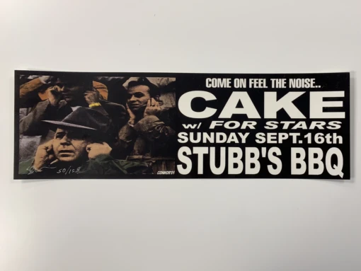 Cake - 2001 Jared Connor Poster Austin, TX Stub's BBQ