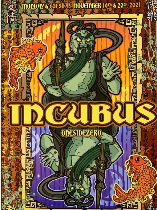 Incubus - 2001 Gregg Gordon Poster The Warfield Theatre San Fran 1st