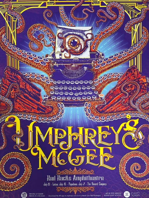 Umphrey's McGee - 2018 Pete Herzog Poster Red Rocks Morrison, CO