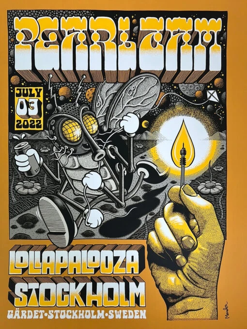 Pearl Jam - 2022 Martin Ander Poster Stockholm, SWE Lollapalooza